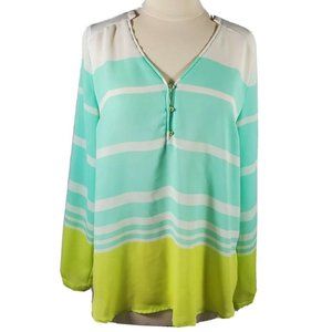 Lauren Conrad Women's Blouse Size Large Long Sleeves Semi Sheer Light Weight